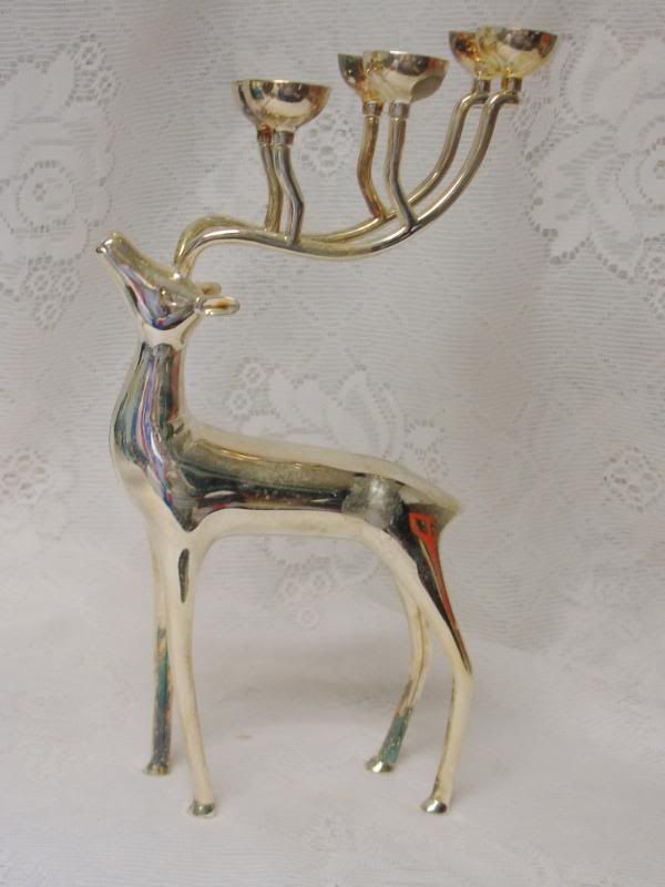 Godinger Silver Plated Christmas Reindeer Candelabra Candle Holder Very
