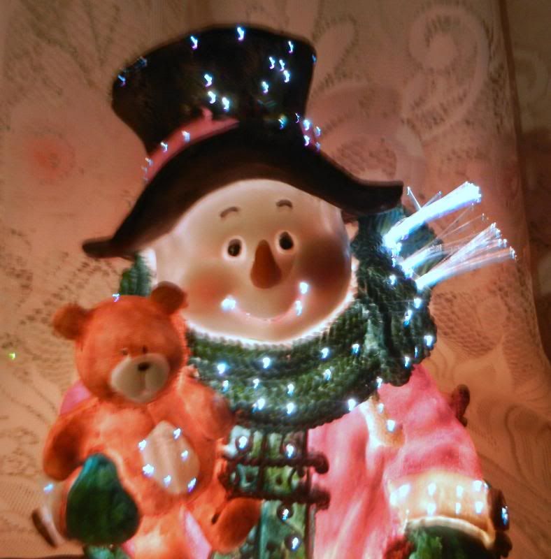 Vintage Puleo Optic Glow Fiber Optic Lighted Christmas Snowman Resin