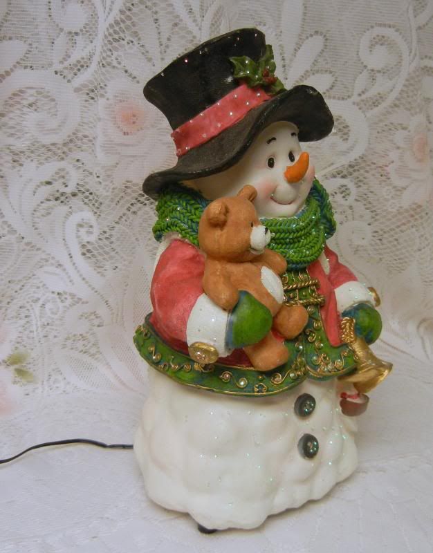 Vintage Puleo Optic Glow Fiber Optic Lighted Christmas Snowman Resin