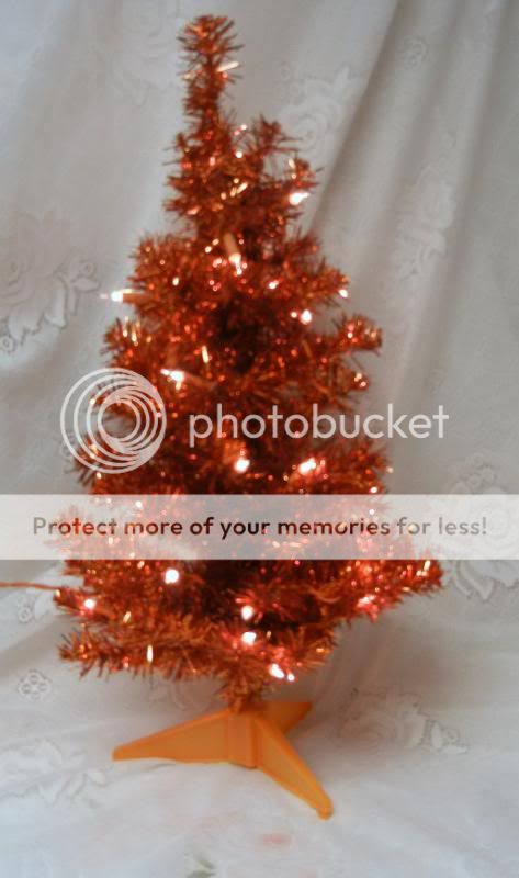 Vintage 24 Metallic Orange Halloween Lighted Christmas Tree  