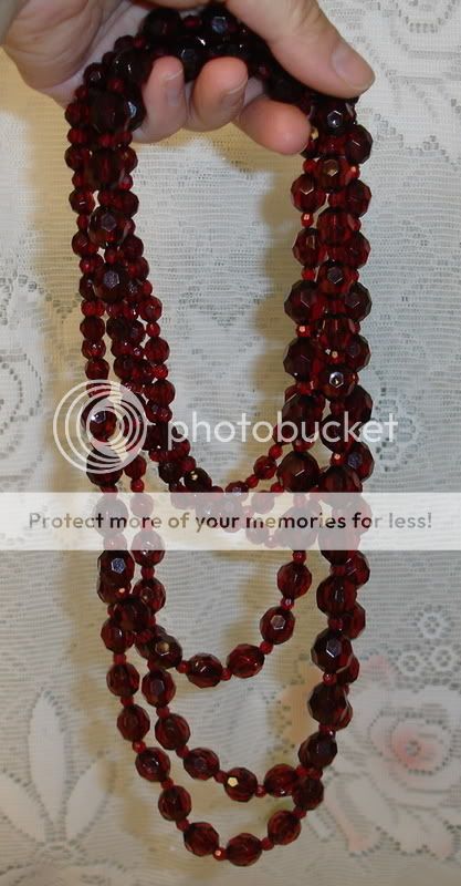 Rare Vintage Cherry Amber Faceted Bead Opera Necklace Lucite  