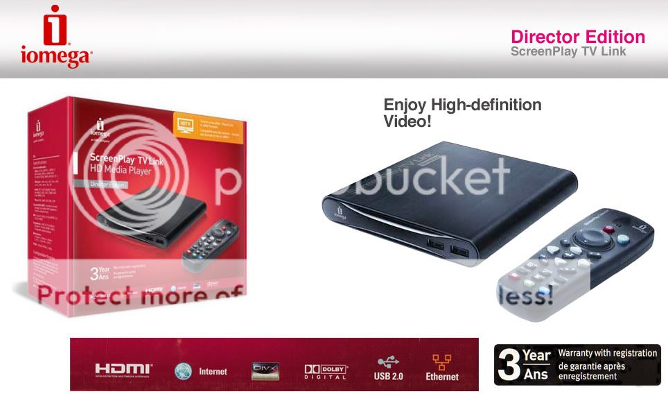 Iomega ScreenPlay TV Link Director Edition HD Media Player *Brand New 